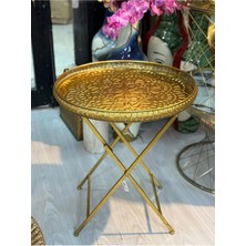 CITY gold Gold Telkari Metal Sehpa 80 cm