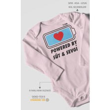 Powered By Süt ve Sevgi Baskılı Bebek Zıbını – Çıtçıtlı Body 8 Renk | %100 Pamuk Uzun Kol