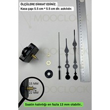 MOOCLOCK Saat Makinesi, Akar Sessiz Duvar Saati Mekanizması, 22 mm Şaft, Akrep-Yelkovan-Saniye-(Askılı)