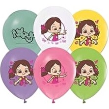 Düvenci Ticaret 12 Inç Pastel Renk Niloya Baskılı Balon 6 Adet Eğlenceli Parti Malzemesi