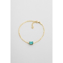 So CHIC Derin Paraiba 18 Ayar Sarı Altın Kaplama 19 Cm Gümüş Baget Bileklik