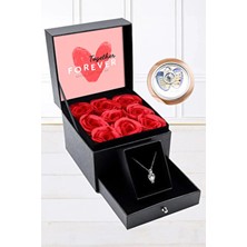 Trendmiya Çekmeceli Kokulu Gül Kutusu & Istiridye Içinde Gerçek Inci Kolye Hediye Seti