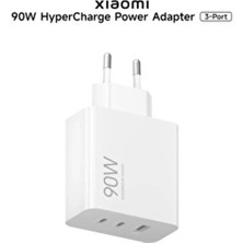 Xiaomi 90W Hypercharge Power Adapter (3-Port) Eu 2× Usb-C + 1× Usb-A Hızlı Şarj Adaptörü