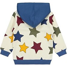 Civil Boys Civil Renkli Yıldız Baskılı Sweatshirt 2-5 Yaş Erkek Çocuk Mavi Kapüşonlu Uzun Kollu