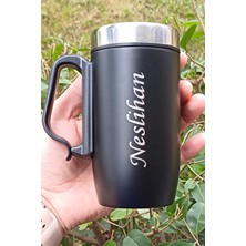 Kişiye Özel Siyah Renk Çelik Termos Mug Bardak Hediyelik