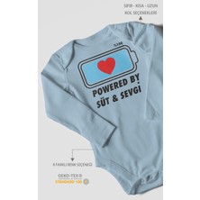 Powered By Süt ve Sevgi Baskılı Bebek Zıbını – Çıtçıtlı Body 8 Renk | %100 Pamuk Uzun Kol