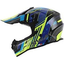 Sway 617 Meteor Full Face Cross Kapalı Bisiklet Motosiklet Enduro Freeride Kaskı Xl Beden Sarı Mavi