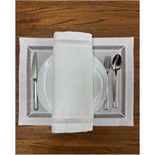 Nurhan Home Collection 6 Adet Kolberli Keten Kumaş Amerikan Servis Supla