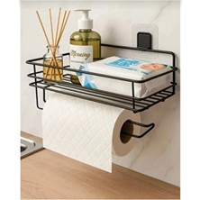 Siyah Metal Yapışkanlı Raflı Kağıt Rulo Havluluk Home Banyo Mutfak Düzenleyici Şık Tasarım