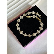 Roya Happiness Taşlı Yonca Çiçek Bileklik Altın Gümüş Renk Şık Bileklik Xuping Işçilik Sevgiliye Hediye Kutulu