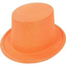 MGN Floresan Tcu Renk Simli Uzun Fötr Melon Şapka 12 cm