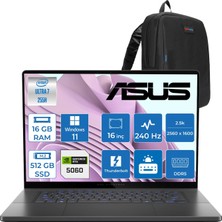 Asus Rog Zephyrus G16 (2025) Intel Core Ultra 7 255H 16GB 7467MHZ Ddr5 512GB SSD Windows 11 Pro RTX5060 8gb Gddr7 105W Rog Nebula Display 2.5k (2560 x 1600, Wqxga) OLED 240Hz GU605CMQR064P02