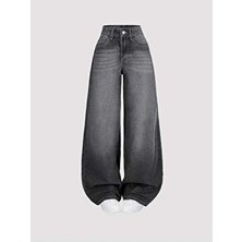 8line Antrasit Baggy Fit Bol Kesim Pantolon M Kadın Pamuklu Günlük Kullanım İçin Geniş Paça