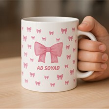 Home Pembe Kurdele Detaylı Kişiselleştirilebilir Özel Baskılı Kupa Bardak