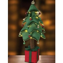 Empressco Yumuşak Kadife Görünümle LED Işıklı Peluş Yılbaşı Ağacı, Top Süslemeli, Yeşil