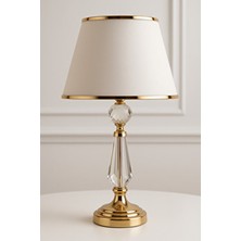 Evlight Cam Gövdeli Gold Metal Abajur ve Kumaş Başlık