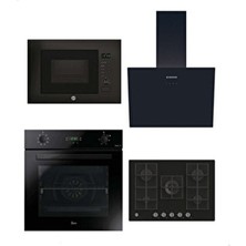 Hoover 4'lü Ankastre Set 5 Gözlü 75 cm Gaz Ocaklı Siyah (HO3158B/HVG74K3B/HDG6C1GBTK /HMIG20GDFN)