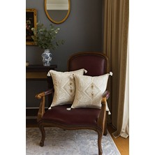 Lunga Vita (2 Adet) Buldan Işi Dokuma Kırlent Kılıfı %100 Pamuklu Güpürlü Dantelli 43X43