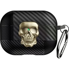 Caseonn Apple Airpods Pro/pro 2.nesil Kılıf Güvenli Kilitli Kuru Kafa Karbon Gold