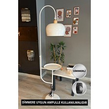 Bamyum Dimmerli Işığı Ayarlanabilen Işığı Artırılıp Azaltılabilen Beyaz Hareketli Başlık Metal Lambader