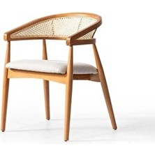 Sezbil Gazel Ahşap Hazeranlı Sandalye Ekru Renkli 1ADET Dayanıklı Malzeme ve Şık Tasarım