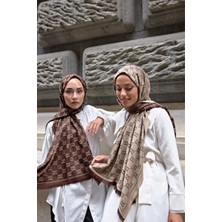 Ralcuop Çift Taraflı Kahverengi Ipek Kaşmir Kumaş G Desen Şal