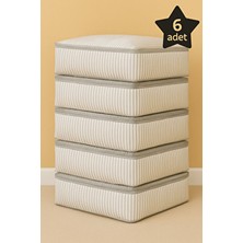 Yellow Stary Home Decor 6'lı Set Gri Zikzak Çizgili Çekyat & Baza Tipi Yastık Yorgan Saklama Hurcu-Baza Altı Düzenleyici