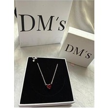 DM's Silver Kırmızı Kalpli Gümüş Kolye