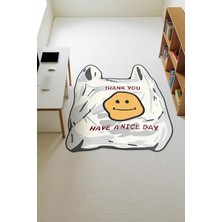 Dolce Mariee Emojili Poşet Lazer Kesim Dijital Baskı Kaymaz Taban Halı H1020