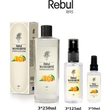 Rebul Mandarine (Mandalina) Edc Kolonya 250ML Cam Şişeli, 125ML - 50ML Pet Sprey Şişeli 3'lü Set (9 Ürün)