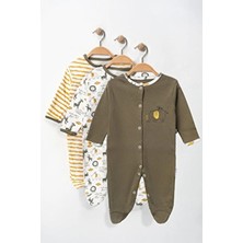 Enia Baby Erkek Bebek % 100 Pamuklu 3-6-9 Ay Safari Desenli Patikli Yenidoğan Kıyafet 3-6-9 Ay