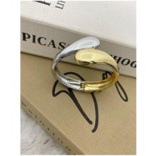 Hedef Bijuteri Özel Seri Gold Gümüş Renk Damla Model Tasarım Kelepçe Bileklik