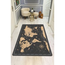 Dolce Mariee Harita Desenli Dijital Baskı Kaymaz Taban Halı H0695