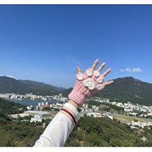 Trendin Yolu Esnek Kışlık Pembe Patili Eldiven Trend