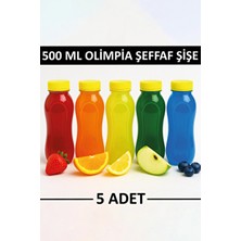 M&B Water Bottle 5li 500 ml Olimpia Detoks Şişesi Şeffaf Plastik Sızdırmaz Kapak Düz Meyve Suyu Şişesi