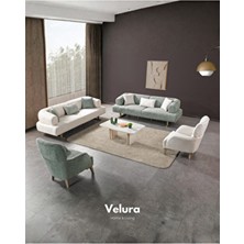 Velura Home & Living Yeşil Renkli Sahra 3+3+1+1 Koltuk Takımı Ahşap İskelet ve Dokuma Kumaş