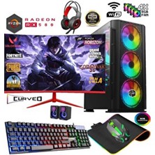 Apphirex TC88X Ryzen 5 5500 16GB 512GB M2 SSD RX580 8gb 23.6' Curved Masaüstü Oyuncu Bilgisayarı Hazır Sistem