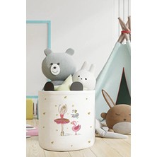 Talia Home Balerin Kız Desenli Çocuk ve Bebek Odası Düzenleyici Oyuncak Veya Kirli Sepeti TLAS-106