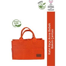 Baby Icon %100 Doğal Keçe Anne Bebek Bakım Çantası Yenidoğan Için Organizer Düzenleyici Çok Amaçlı - Turuncu