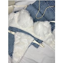 Rozenin Lingerie Ekru Yumuşak Dokulu Peluş Iç Çamaşır Takımı