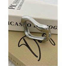 Hedef Bijuteri Özel Seri Gümüş Renk Dalgalı Model Tasarım Kelepçe Bileklik