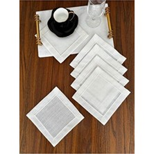 Nurhan Home Collection 6 Adet Piko Işleme Ekru Renk Kokteyl Sunum Peçetesi