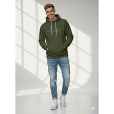 Ribana Classic Unısex Regular Fit Kapüşonlu Baskılı Cepli Uzun Kollu Pamuklu Yumuşak Dokulu Sweatshirt
