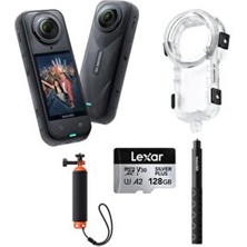 Insta360 X5 Aksiyon Kamerası 128 GB Su Geçirmez 15 m Siyah Renkli Dalış Paketi