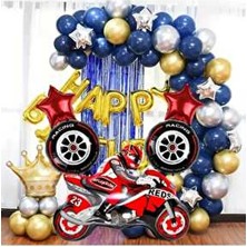 Düvenci Ticaret Yarış Temalı Motor Folyo Balon Zincir Set