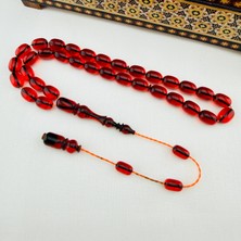 Nar Çiçeği Renk Ateş Kehribar Özel Işçilikli Tespih | “ateş’i Seni Çağırıyor” Koleksiyon Serisi