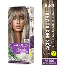 NEVACOLOR Açık İnci Kumral Kalıcı Krem Saç Boyası Seti Amonyaklı Gümüş Renk Etkisi
