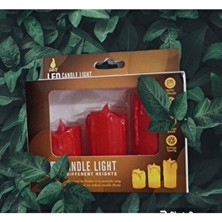 Newstore Home Kırmızı Erimiş Görünümlü Işıklı Pili Mumlar 3 Farklı Boy