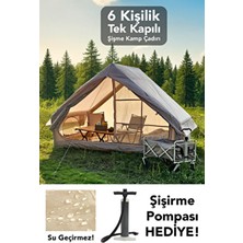 Meleni Home Tek Kapılı 6 Kişilik Kamp Çadırı - 4 Mevsim Su Geçirmez Şişme Kamp Çadırı 300X210 cm