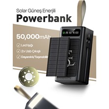 Ape Solar 50.000 Mah Güneş Enerjili LED Işıklı Powerbank Şarj Aleti 2x USB Çıkışlı Mikro Type-C